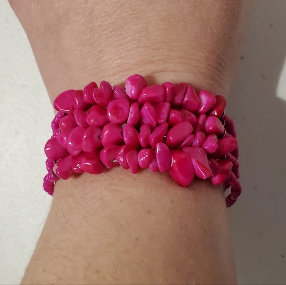 3for$20 Pink seed bead and stone bracelet - Picture 5 of 5
